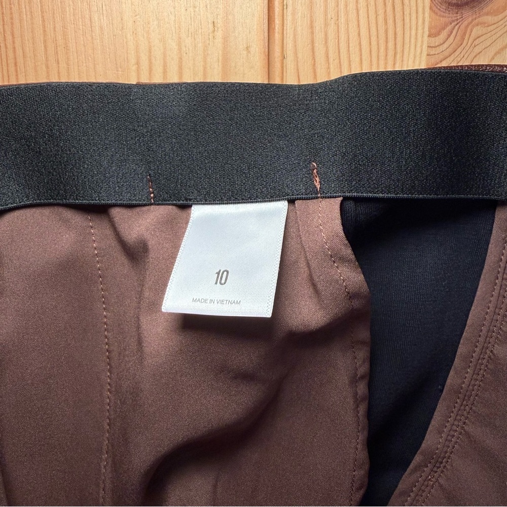 Express High Waisted Faux Leather Brown Trousers Size 10 NWOT - Picture 8 of 9